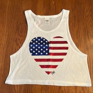PINK Sequin Heart Flag Tank